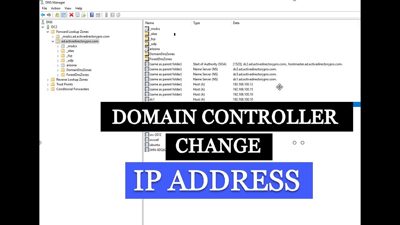 Как изменить IP-адрес на контроллере домена