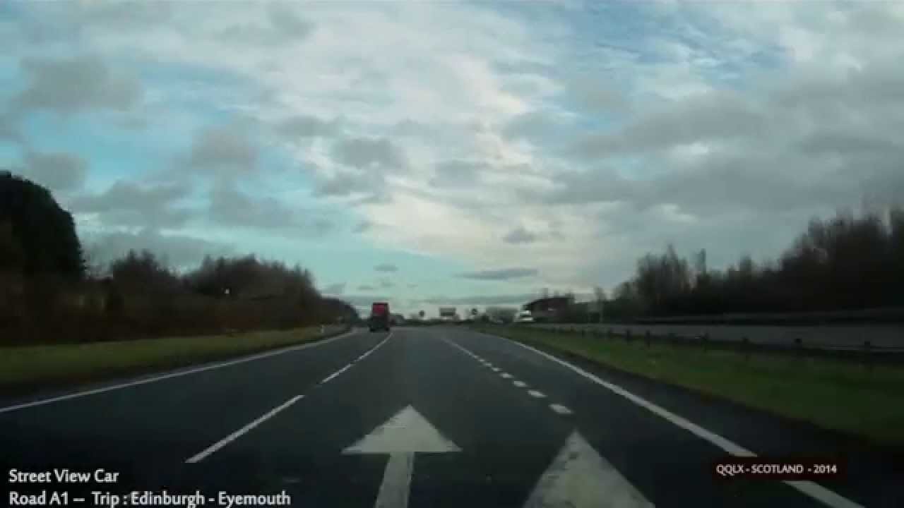 0245 SCOTLAND - Road A1 Trip - Edinburgh - Eyemouth - Street View Car 2014 Driving through
