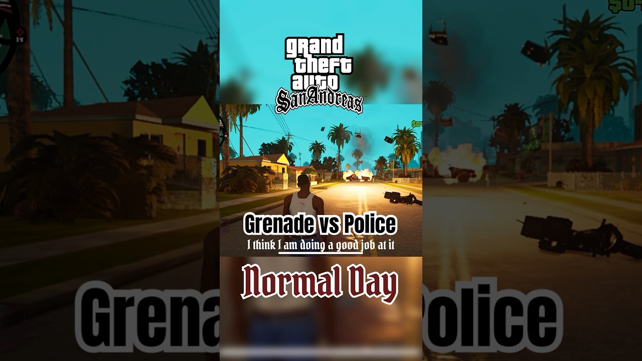 CJ&rsquo;s Ultimate Aim Training: Grenade vs. Police Car! 🎯💥 #GTAShort