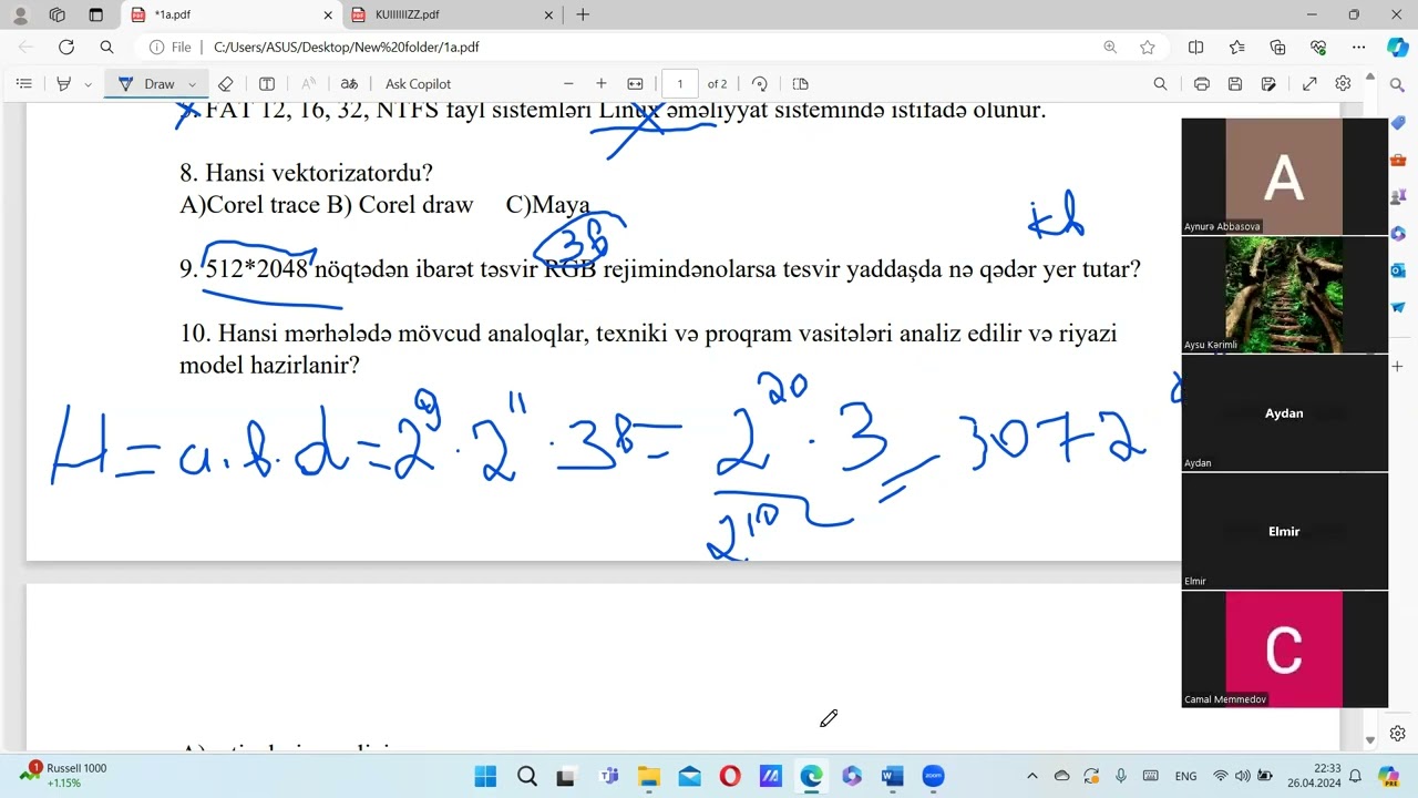 İnformatikadan onlayın dərsdən.
