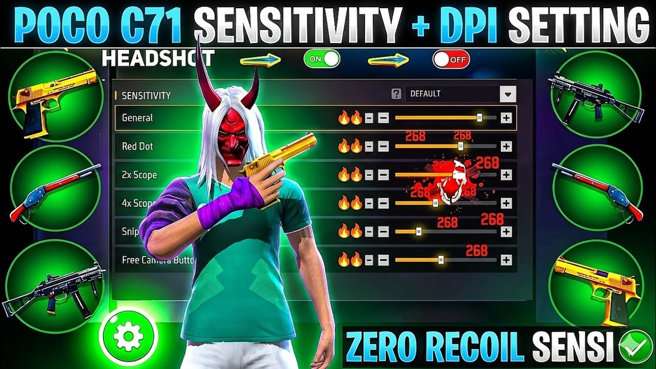 Free fire best sensitivity setting for headshot🎯|| poco c71 free fire best sensitivity+dpi setting⚡