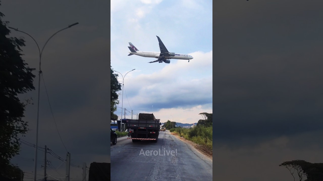 Boeing da Qatar chegando em Guarulhos #gru #sbgr #live