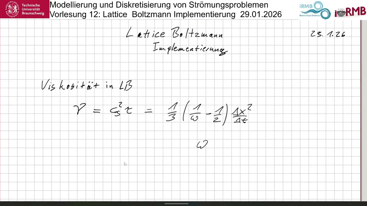 Modellierung und Diskretisierung von Strömungsproblemen 12: Lattice Boltzmann in Pyton