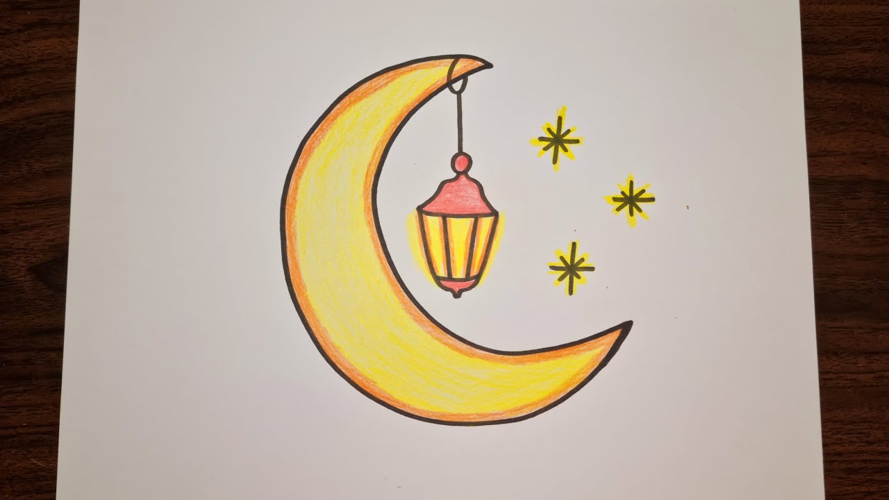 رسم رمضان/رسم هلال رمضان/رسم فانوس رمضان/رسم سهل/تعليم الرسم