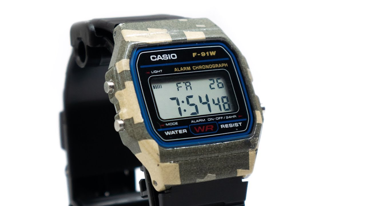 Casio F91W Digital Camo | Hydro Dipping