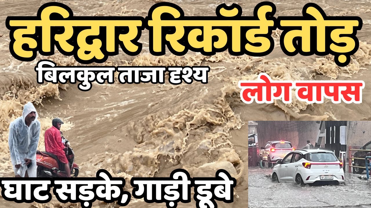 हरिद्वार घाट खाली हो रहा | भयंकर बारिश, रौद्र मे रूप गंगा | Haridwar live , haridwar flood