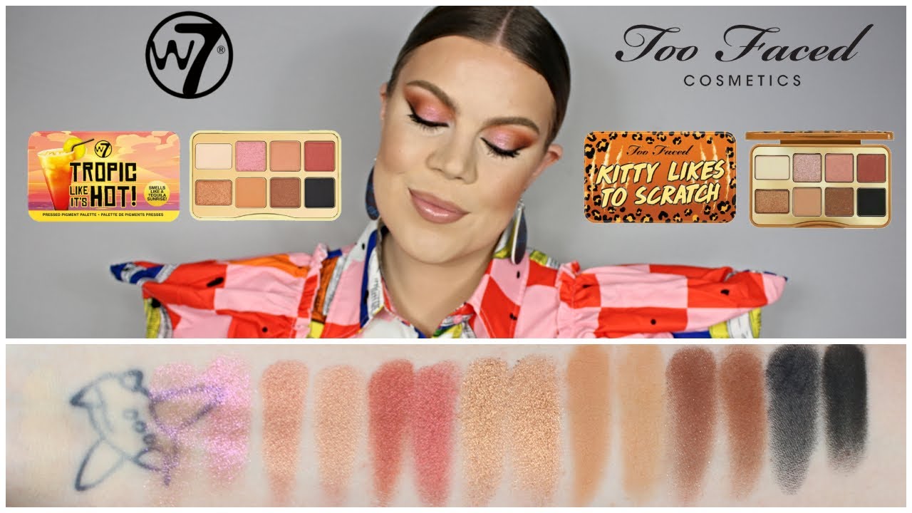 Too Faced Kitty Likes To Scratch Eye Shadow Palette DUPE! W7 Tropic Like It's Hot Pigment Palette