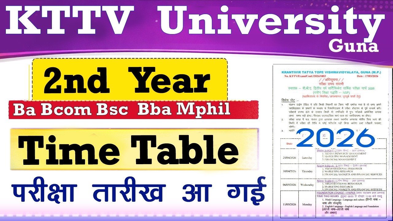 KTTV University 2nd Year Time Table आ गया / KTTV University Ba Bcom Bsc Bba Mphil 2nd Year Exam Date