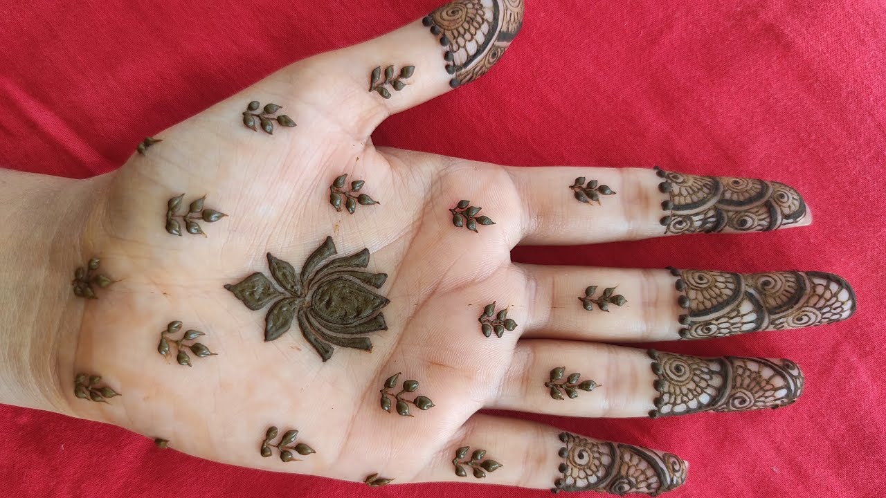 Beautiful, easy and simple front hand mehndi designs/ lotus mehendi design #newmahendi #supportme 🕉️