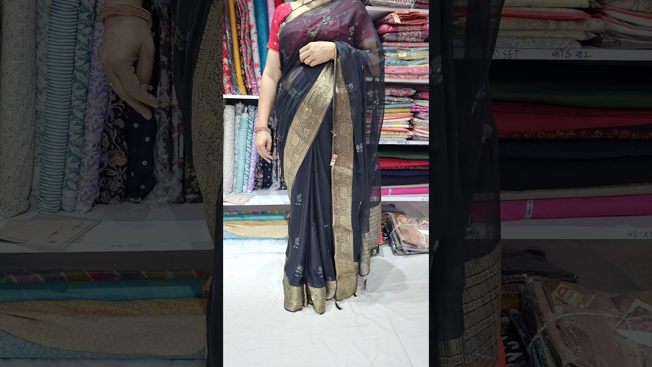 Elegant in Black ✨ | Shimmer Chiffon Saree with Sequin Magic | ₹900 Only!