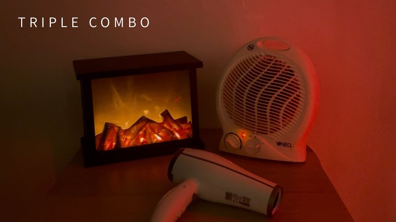 TRIPLE PLEASURE with this COMBO of WHITE NOISES - FIREPLACE, FAN HEATER and HAIR DRYER SOUND (ASMR)