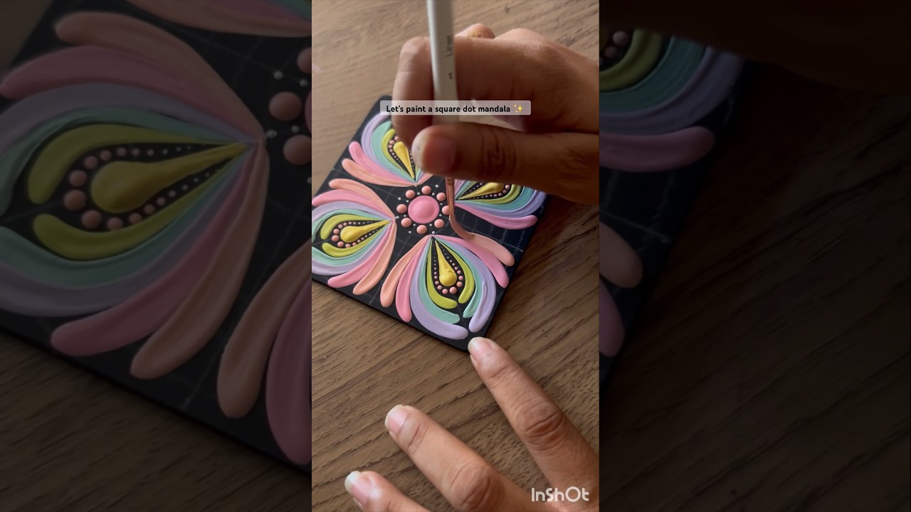 Brush strokes dot mandala on a square #mandala #dotmandala #brushstrokes #trending #shorts #tutorial