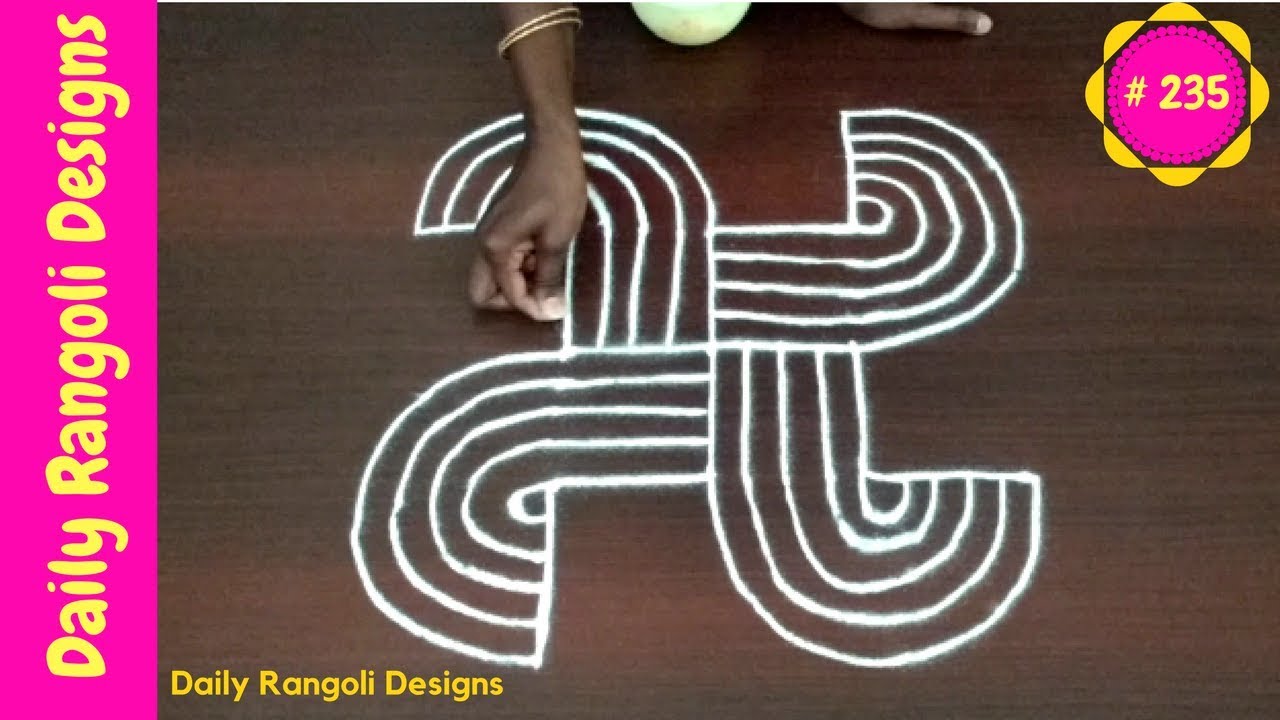 #235 simple friday padi kolam|creative easy rangoli designs with 3 dots|how to draw geethala muggulu