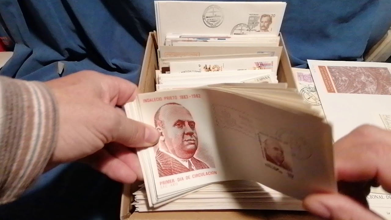 Caja Sellos España Sobres De Exposiciones Filatelicas Y Primer Dia