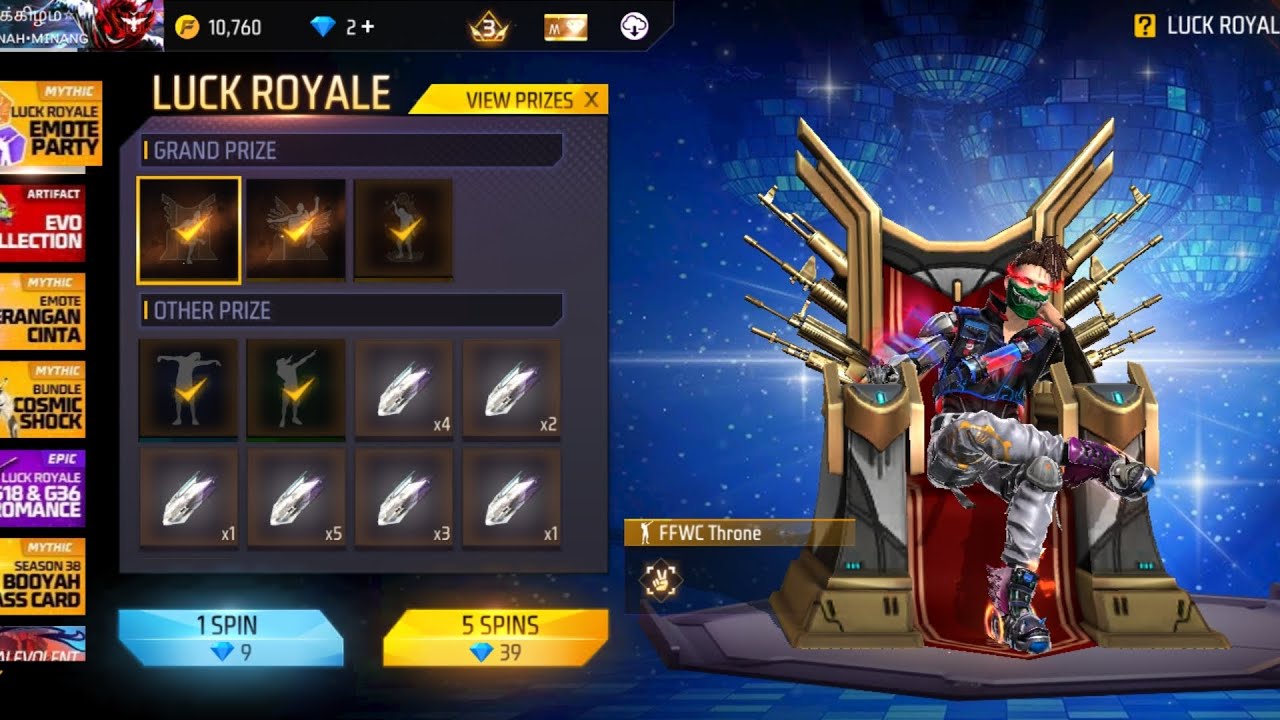 Throne emote spin in Indonesian server free fire