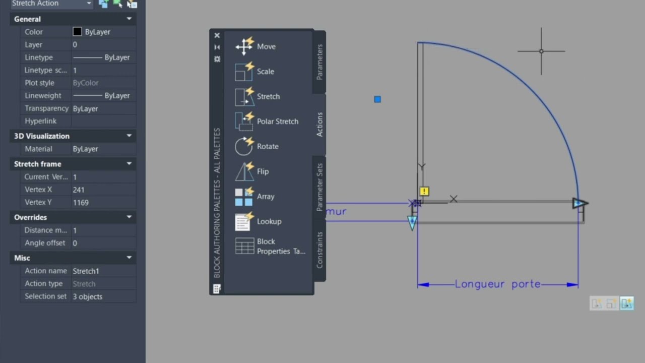 Autocad - Bloc dynamique - Porte paramétrique