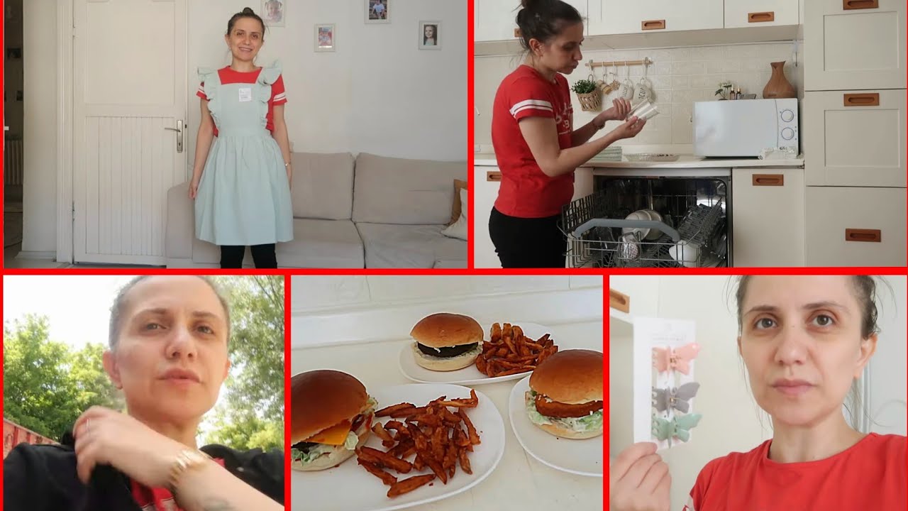 YENİ MUTFAK ÖNLÜĞÜM🥰EV USULÜ HAMBURGER🍔UNLU PATATES KIZARTMASI🍟ASPEROX BULAŞIK TABLETİ❓️CIZ ETTİ😔