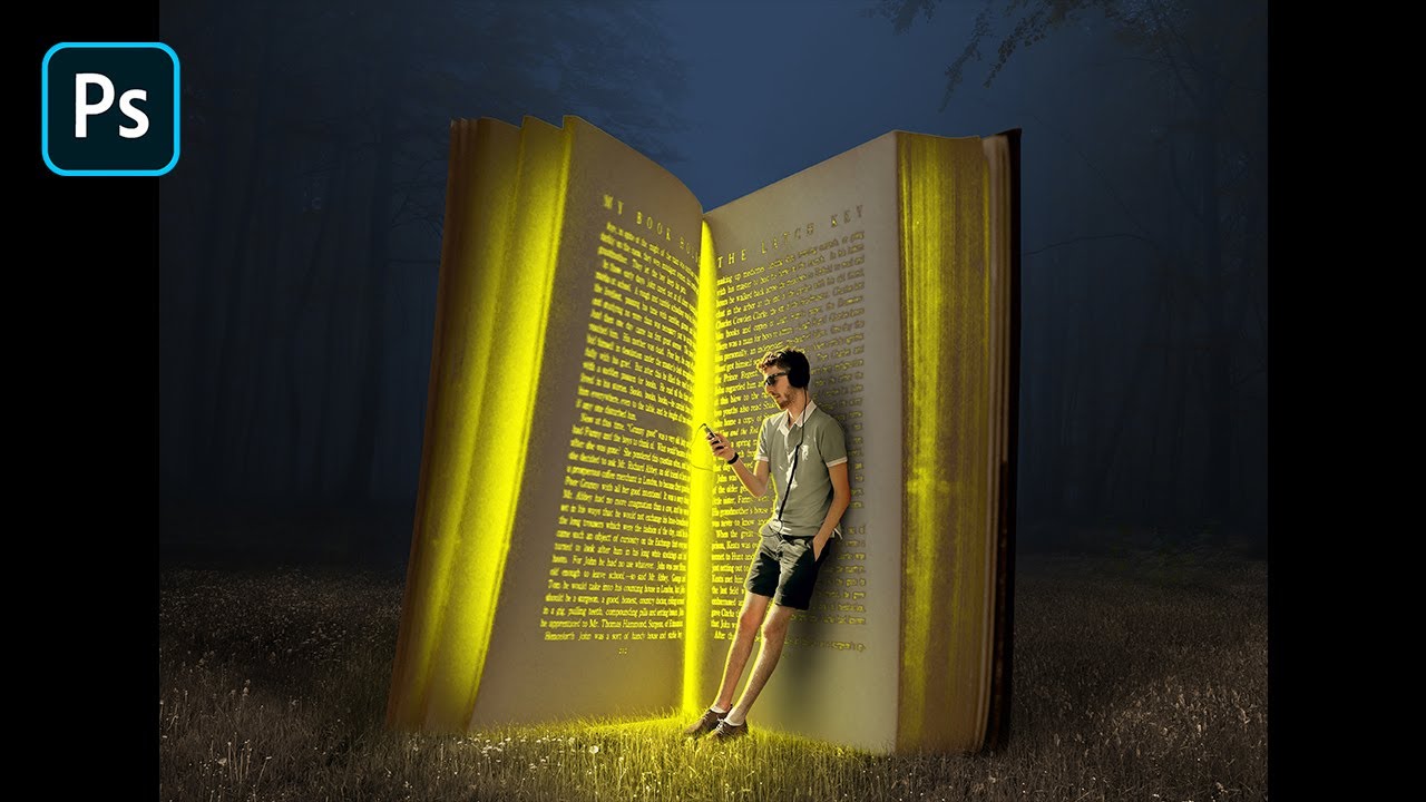 Create a Glowing Book Manipulation Effects - Photoshop