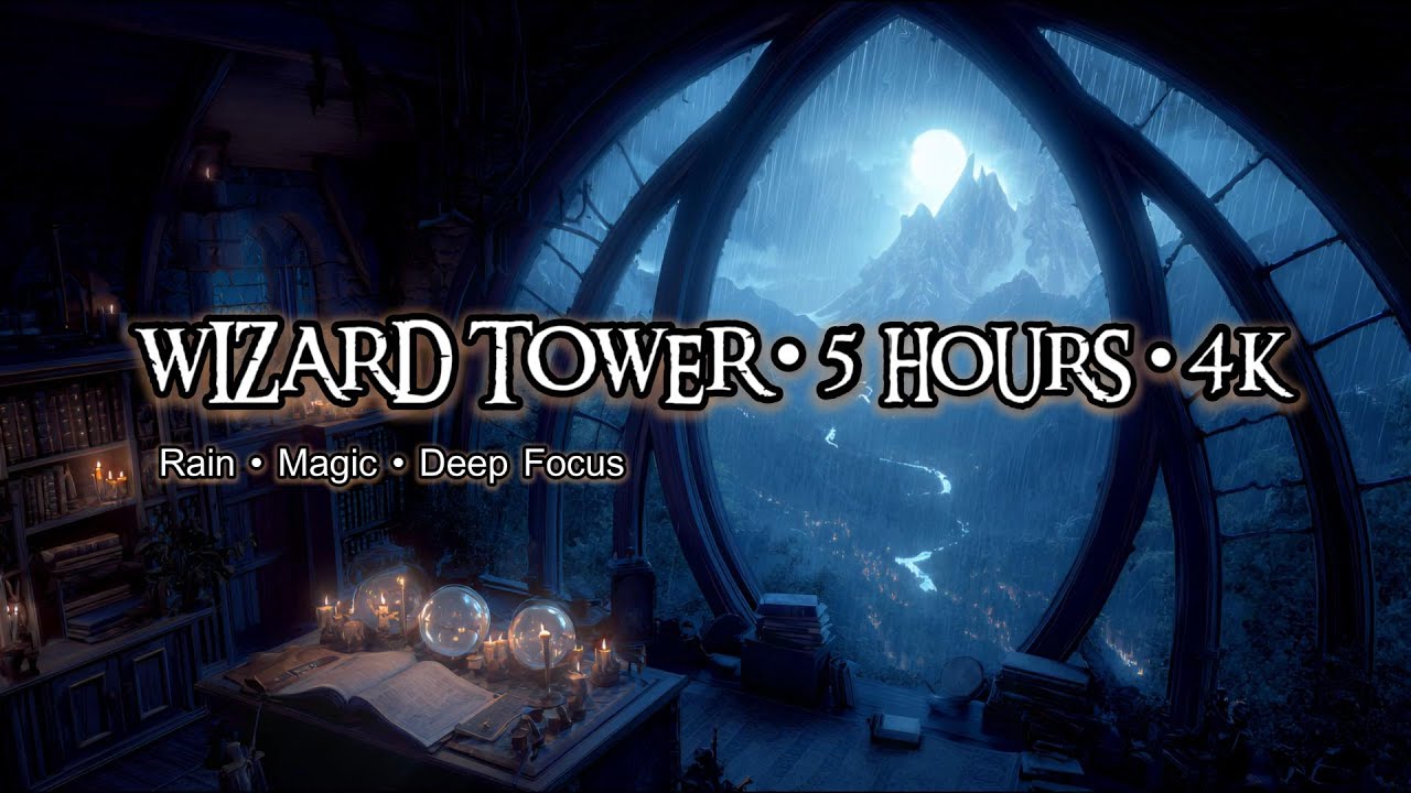 Study in the Storm – Rainy Wizard Tower Ambience for RPG, Writing & Focus (5H)