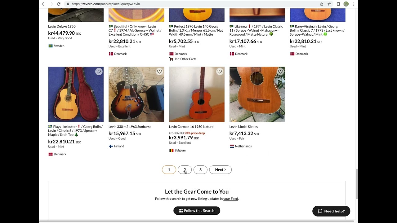 The outrageous Levin guitar prices on Reverb