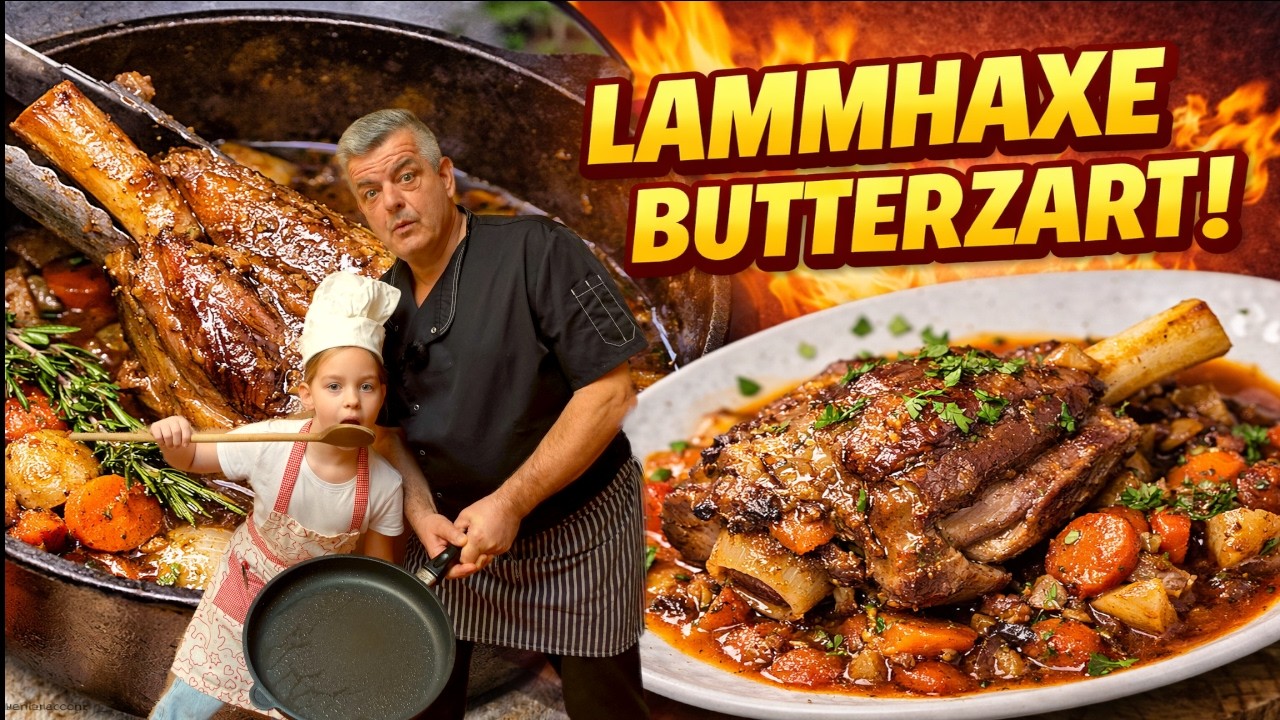 Butterzarte Lammhaxen im Schmortopf mit viel Gemüse/Ostern
