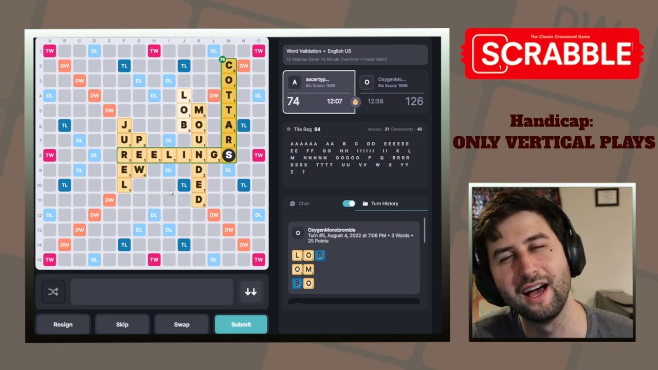 Scrabble Thursdays with Josh Sokol @axcertypo 5 August 2022