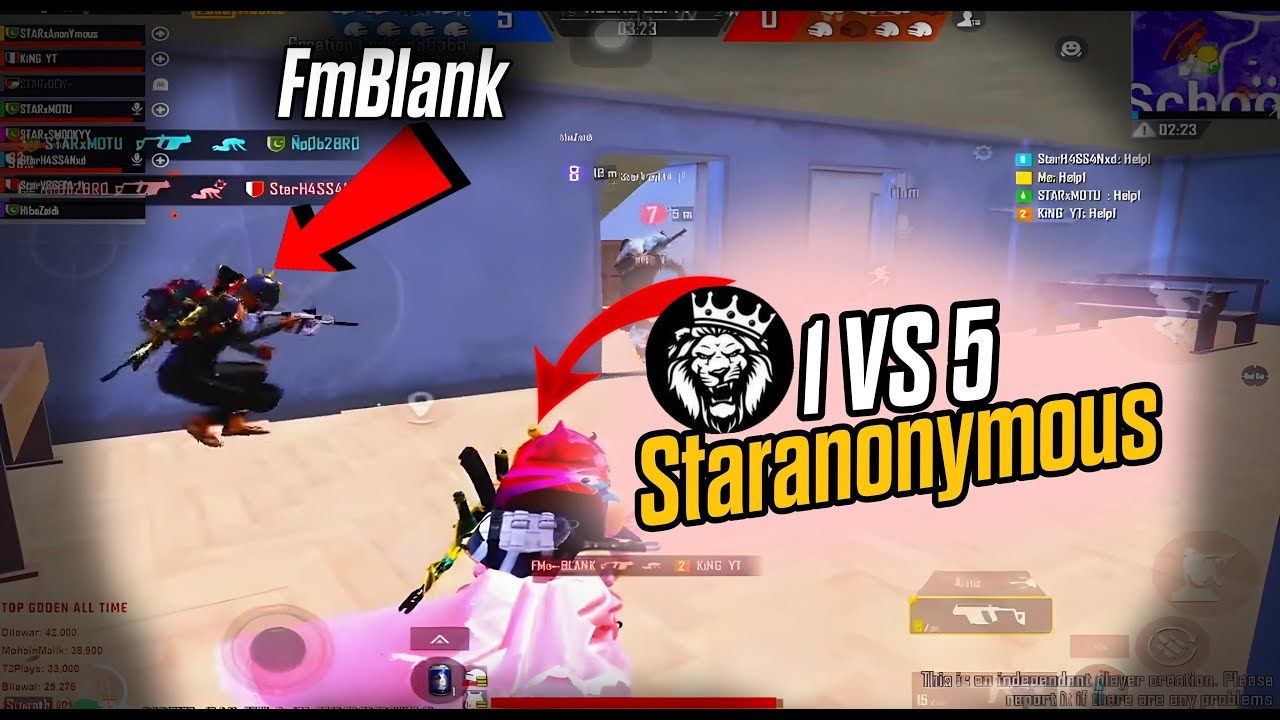 1 VS 5 On Staranonymous ☠️🔥⚡#pubgmobile #fmclan #1vs5clutch #staranoymous