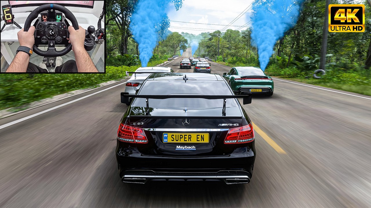 Mercedes-Benz E63 AMG VS Supercars - Forza Horizon 5 | Logitech G923 Steering Wheel