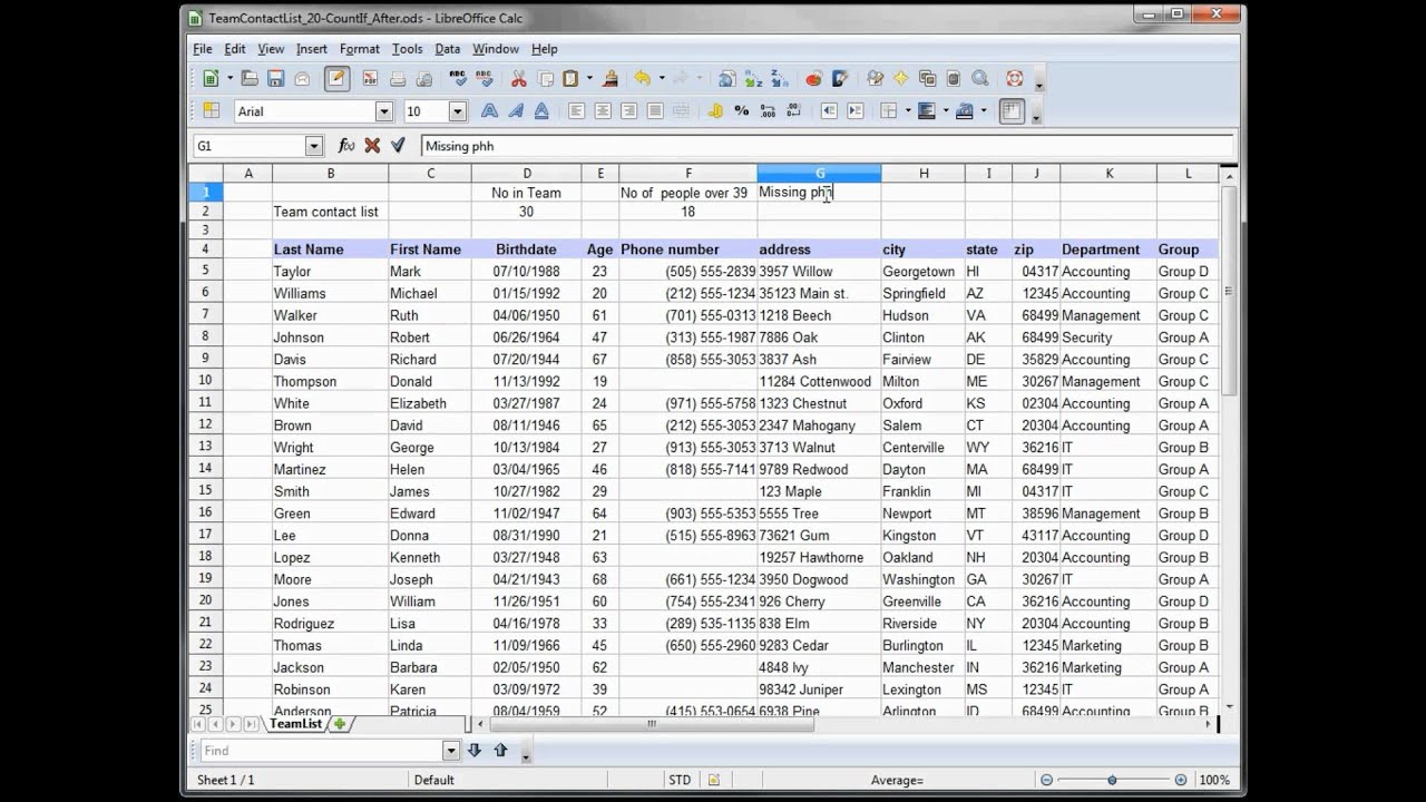 20- Libre Office - Calc, Open Office -- Calc, Excel Tutorial -- CountIf CountBlank