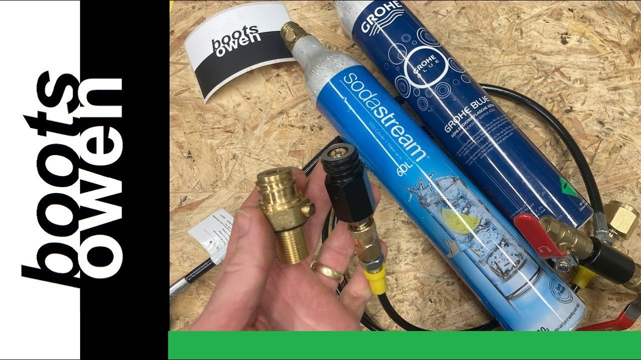 Адаптер для баллона с CO2 Sodastream для установки в систему Grohe с синей газированной водой
