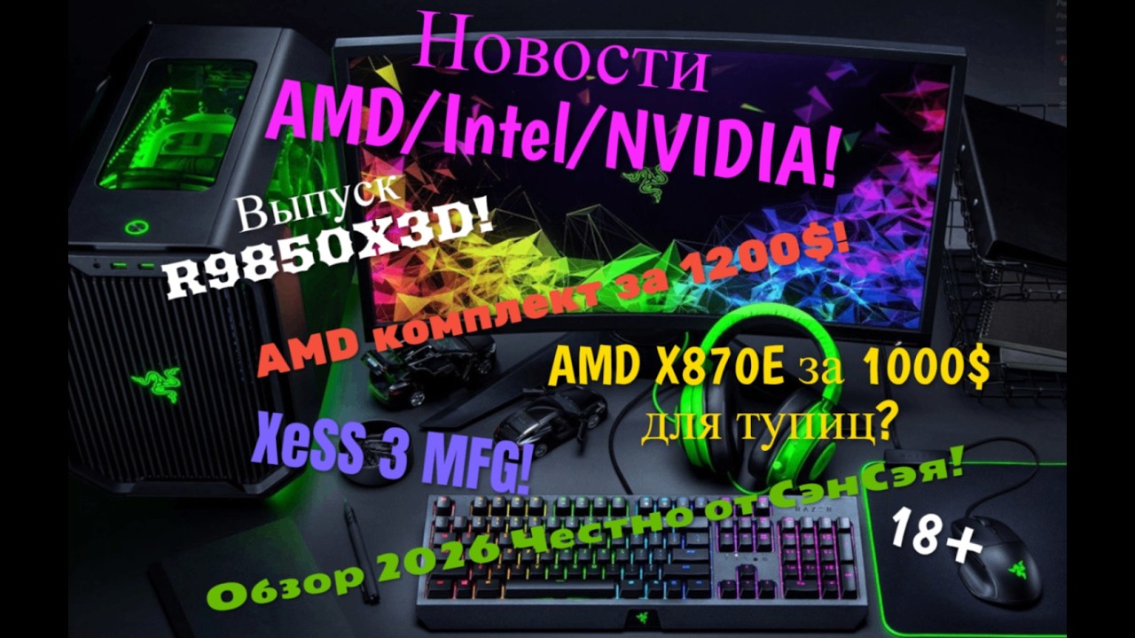 Новости AMD/Intel/NVIDIA! Выпуск 9850X3D! XeSS 3 MFG! X870E за 1000$ для тупиц? Честно от СэнСэя!