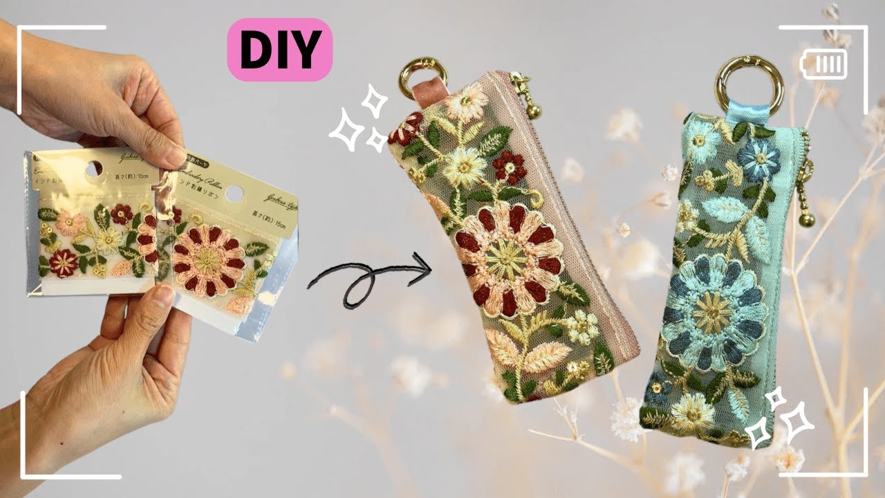 超簡単❣️100均だけ✨刺繍リボンポーチ❤️Super easy! embroidered ribbon pouch