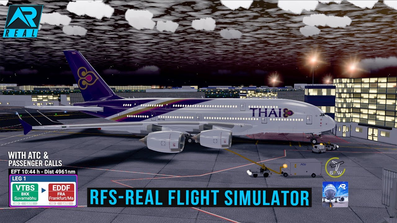 RFS — Real Flight Simulator — Бангкок — Франкфурт ||Полный полет |A380 ||ThaiAirlines |FullHD ||R...