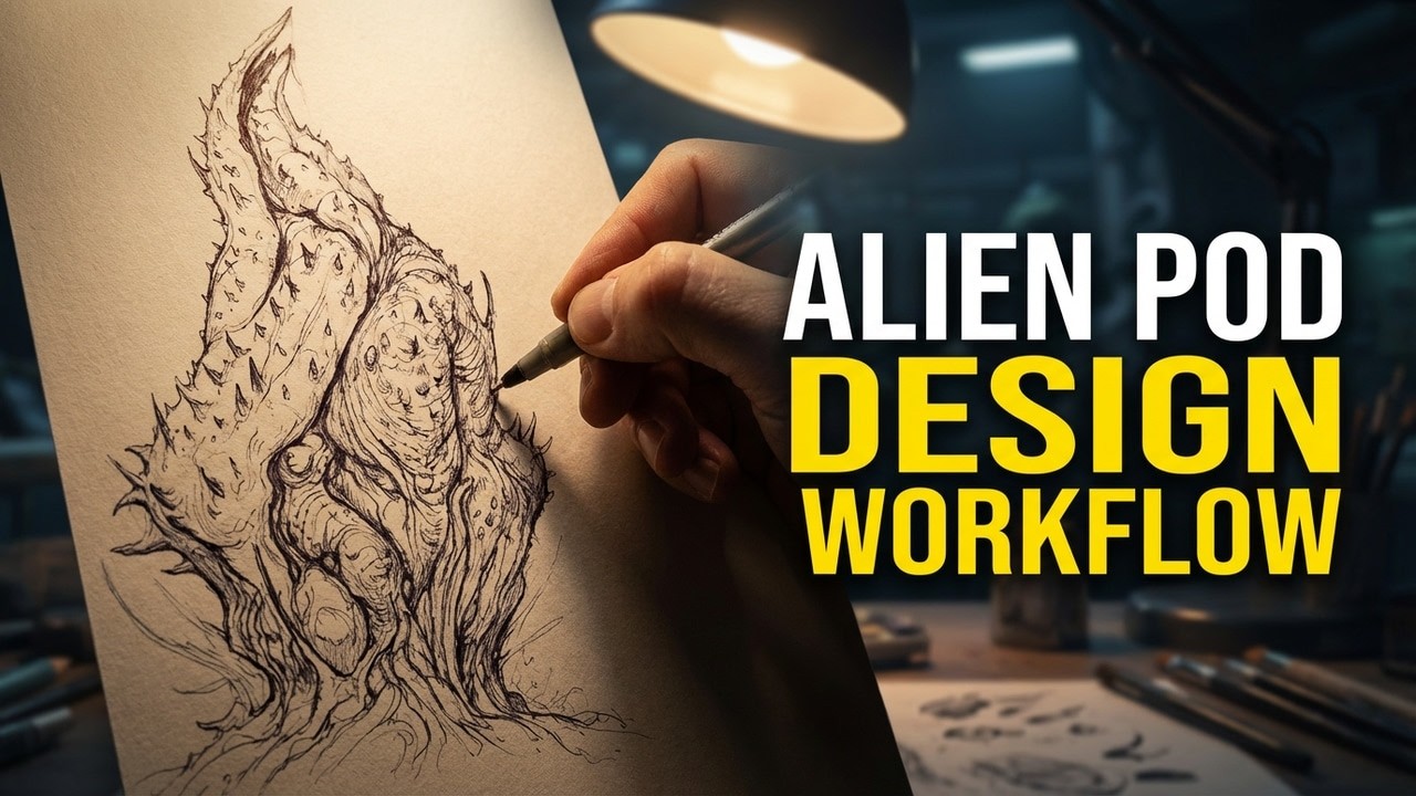 Designing Alien Pods: A Full Concept Artist Workflow (Sci‑Fi Horror Sketchbook Lesson)