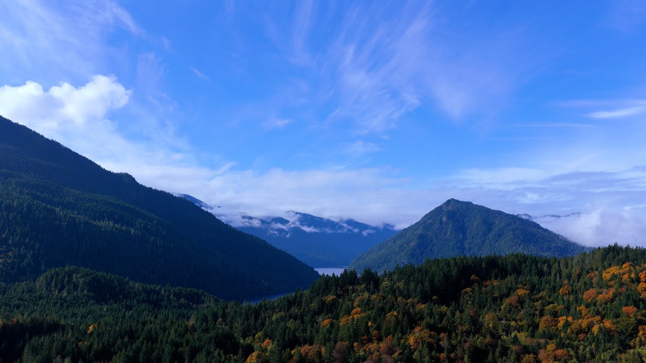 Olympic peaks and sapphire lakes: Washington State magic from above. Forest ambience - no music.