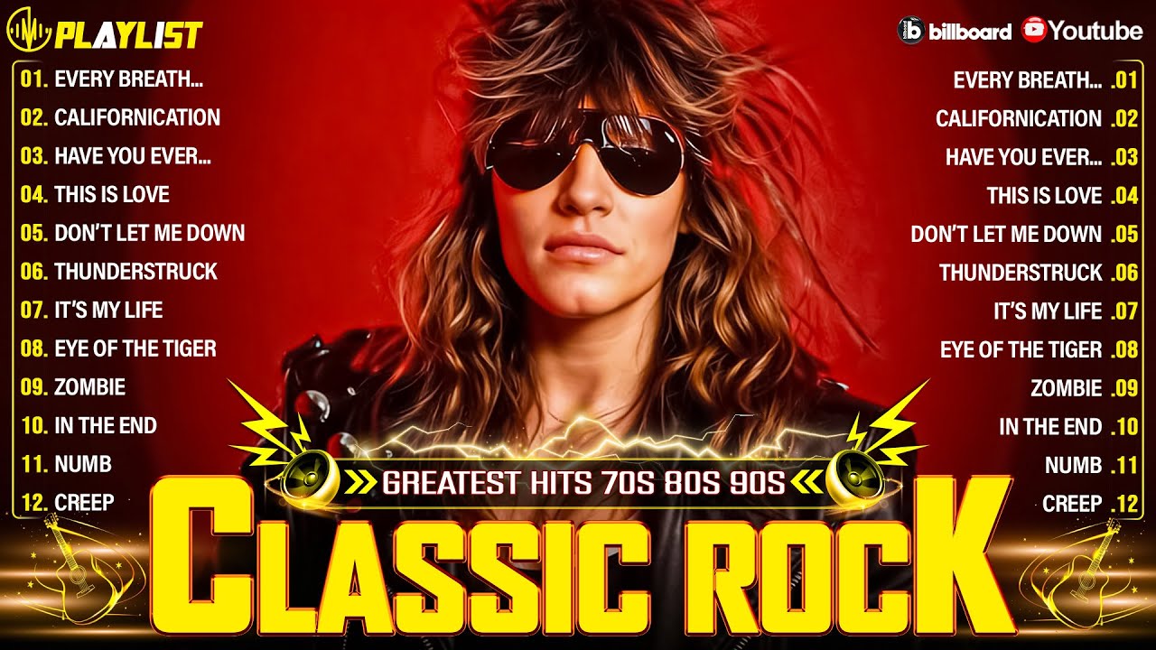 Best Classic Rock Songs 70s 80s 90s 🌟 Bon Jovi, Queen,Nirvana, ACDC, U2, Guns N' Roses, Led Zeppelin
