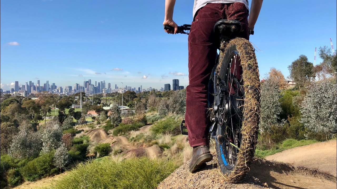 Earth Rex Electric Mountain Bike on some epic tracks in inner Melbourne.