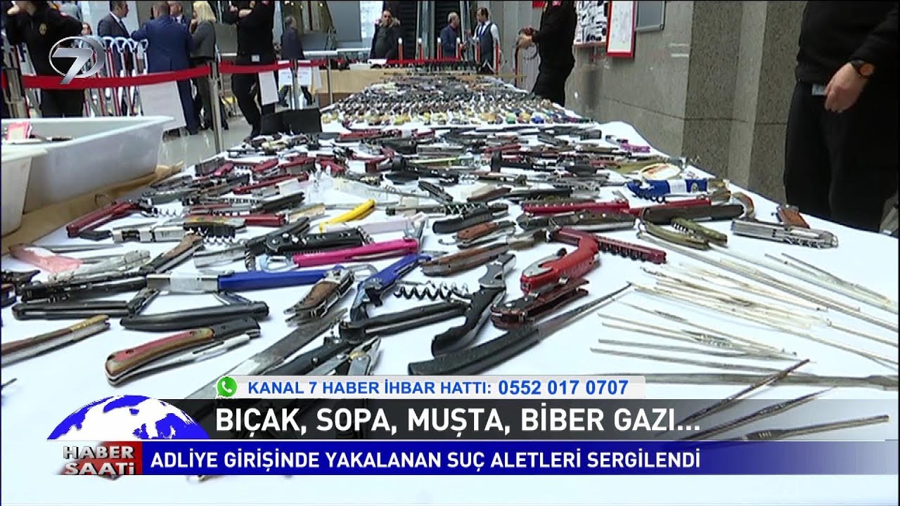 Adliye Girişinde Yakalanan Suç Aletleri Sergilendi