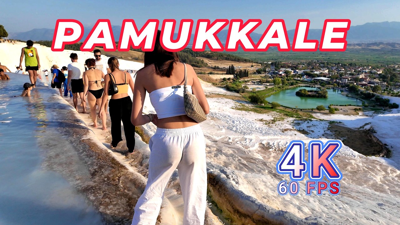 Pamukkale Travertenlerinde Harika Bir Gün, Denizli - 4K
