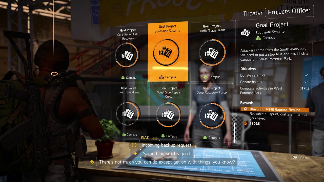 The Division 2 - Theater and Campus Projects: Add Donations For Blueprints, Band Performance (2019)