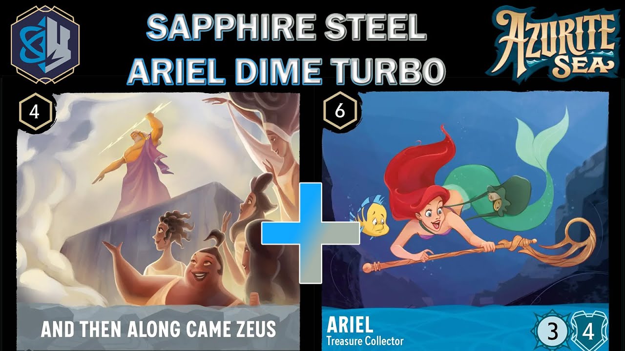 🔵🔘 ARIEL TURBO SAPPHIRE STEEL Deck Profile & Gameplay (CPU) - Disney Lorcana Azurite Sea