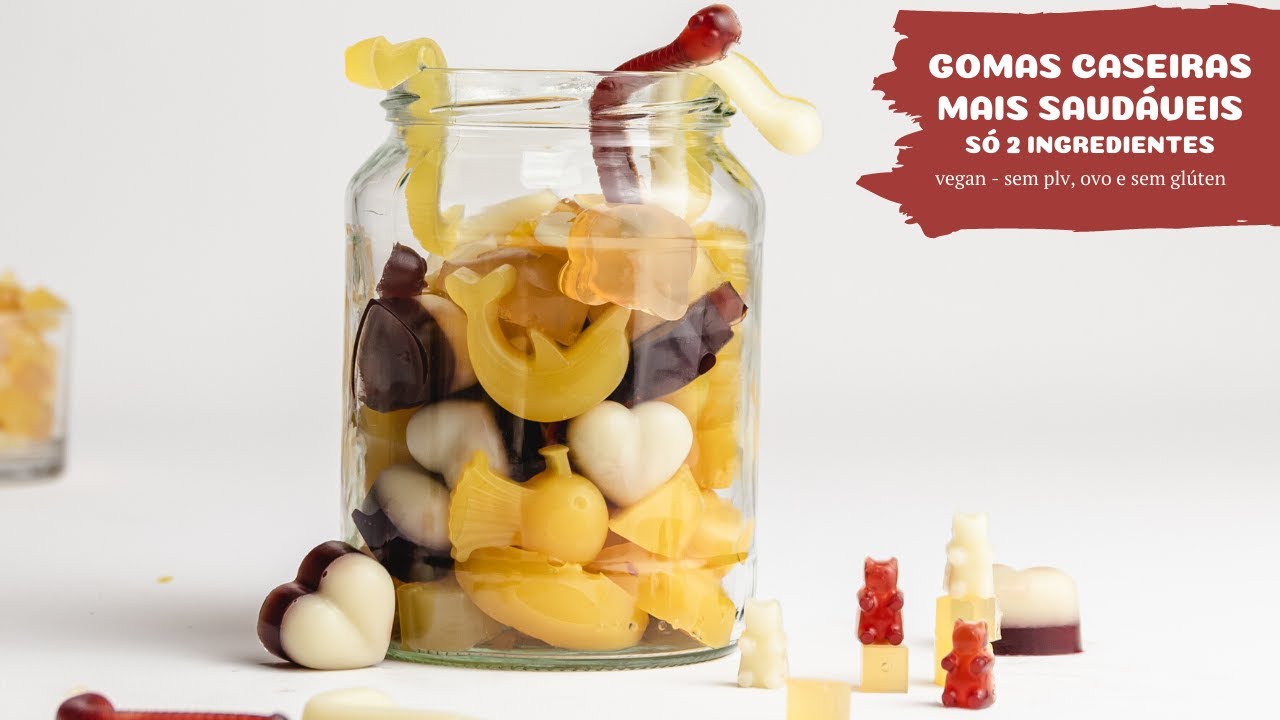 Gomas mais saudáveis com 2 ingredientes -  vegan e sem plv