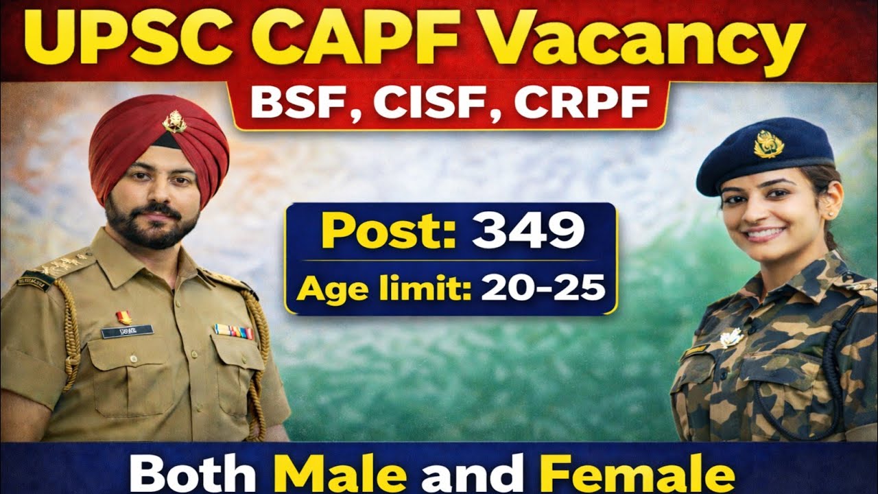 UPSC CAPF Vacancy 2026 ll BSF, CISF, CRPF , ITBP Vacancy 2026