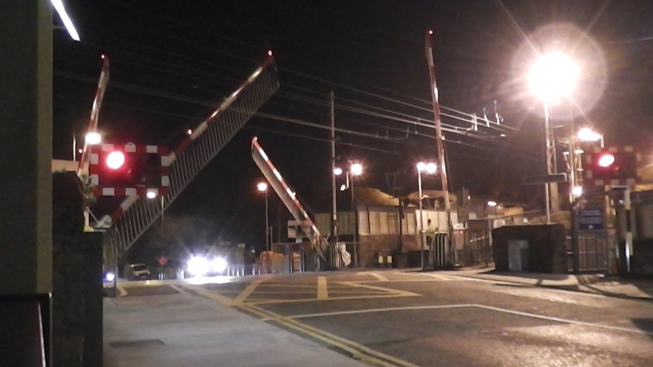 Level Crossing at The Aviva Stadium at night