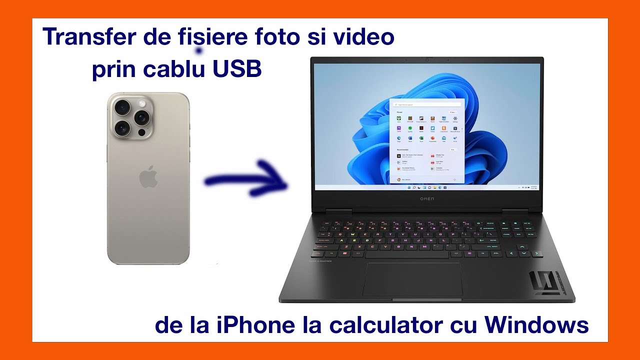 Transfer de fisiere foto si video, prin cablu USB de la iPhone la laptop cu Windows