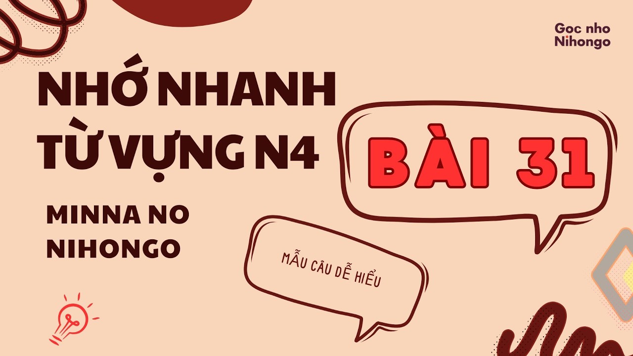 Nhớ nhanh Từ vựng N4 Bài 31 | Minna no Nihongo | Mẫu câu dễ hiểu