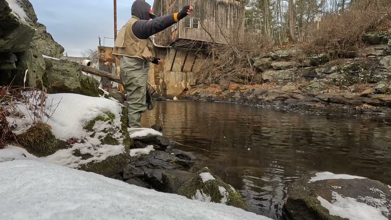 Winter fly fishing the Cocheco River for Rainbows and Browns on my first video of this channel!!