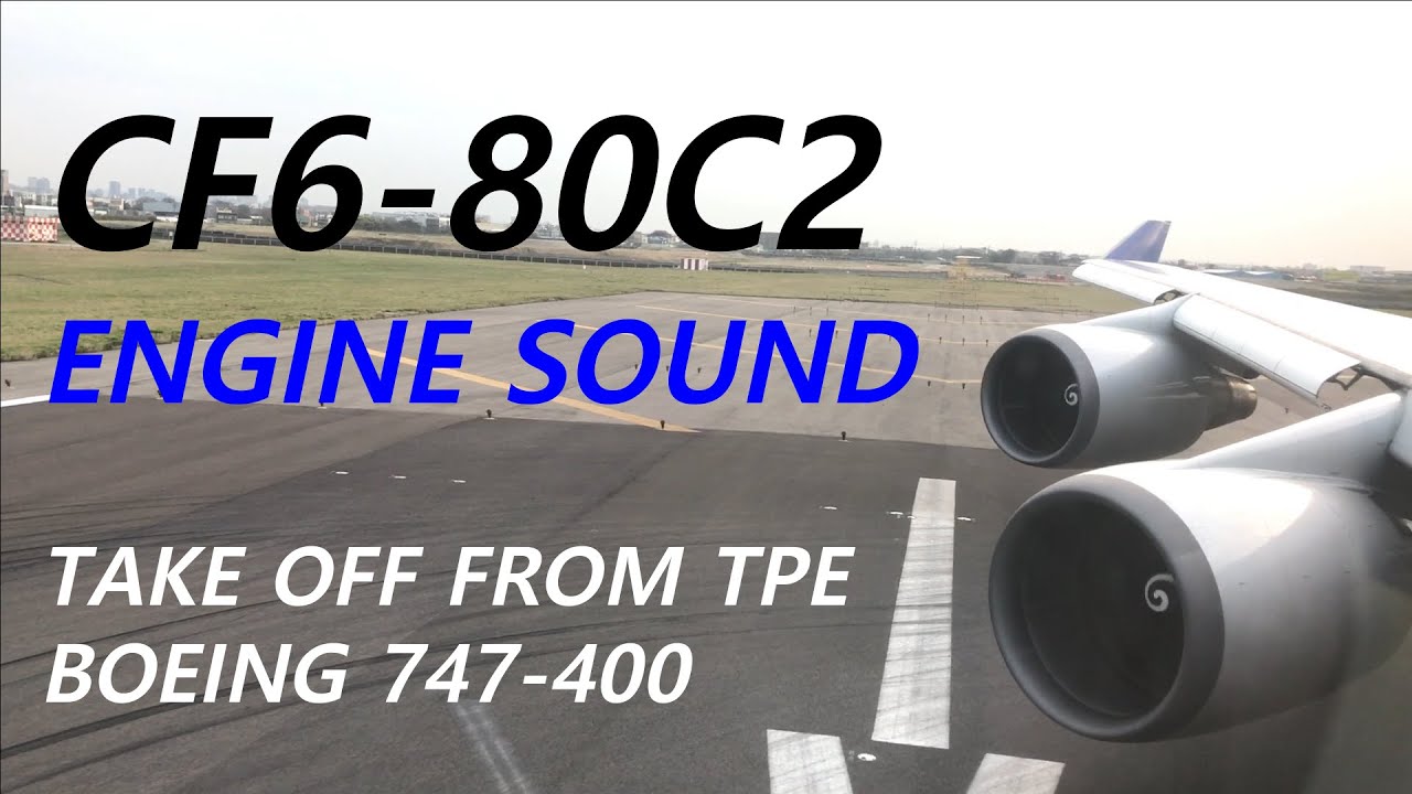 Engine sound! Boeing 747-400 Takeoff from Taipei(TPE) - CF6-80C2