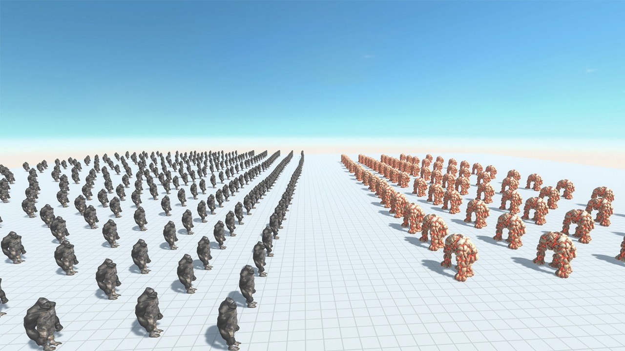 200 Mutant Primates vs 100 Lava Golem - Animal Revolt Battle Simulator