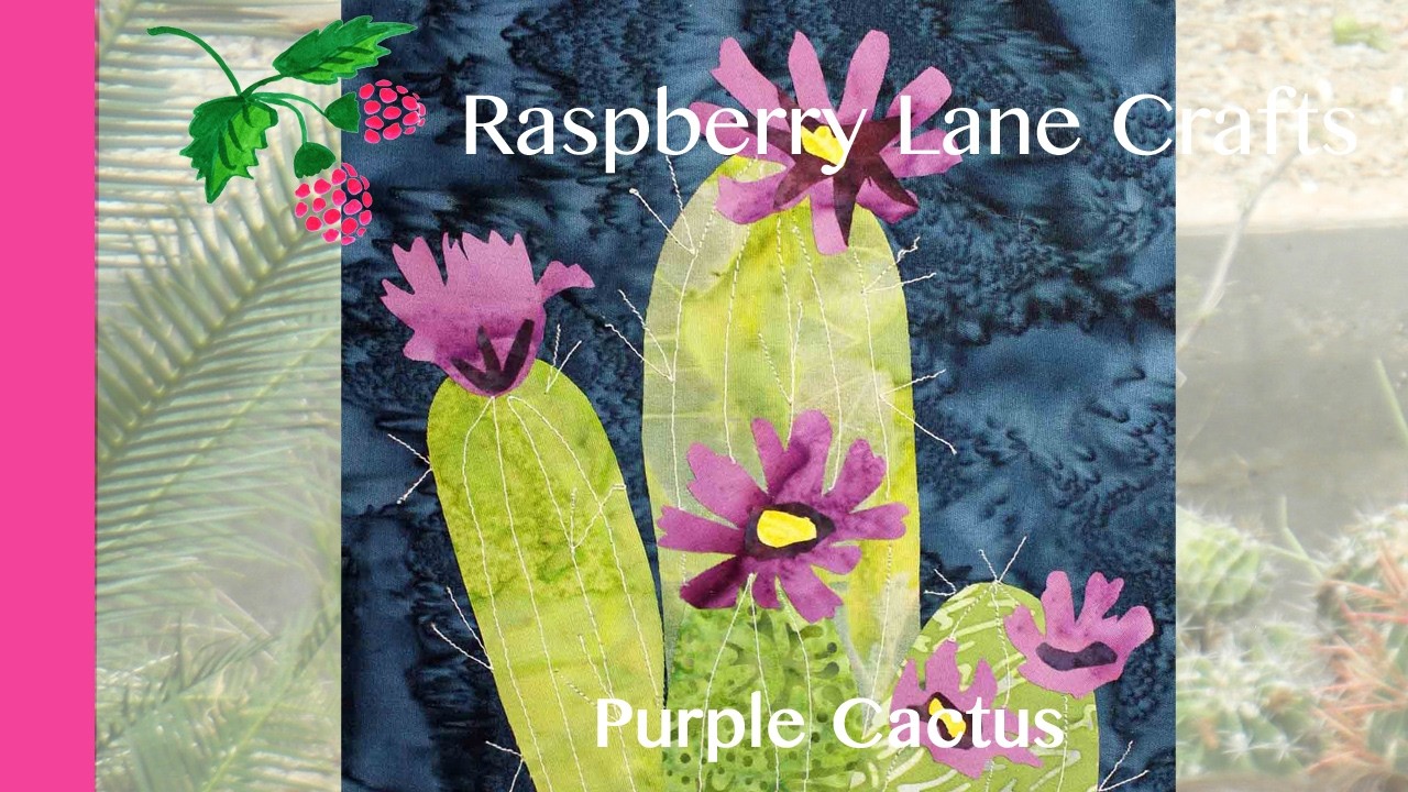 Purple Cactus with Stained Glass Quilt Pattern